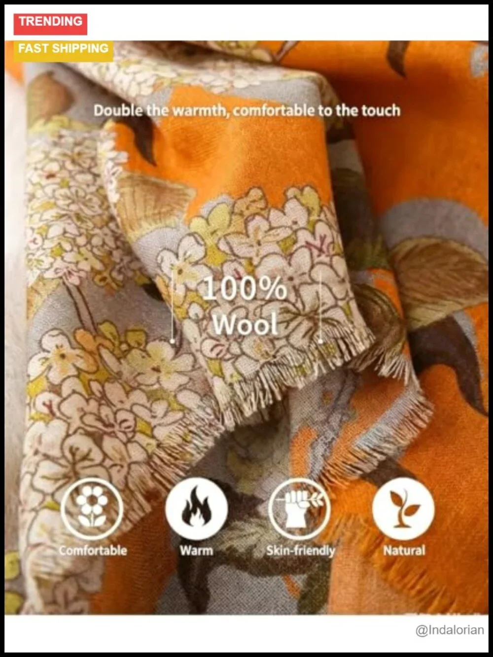 Cashmere-soft Mercerized Wool Shawl Pashmina Lightweight Travel Wrap Evening